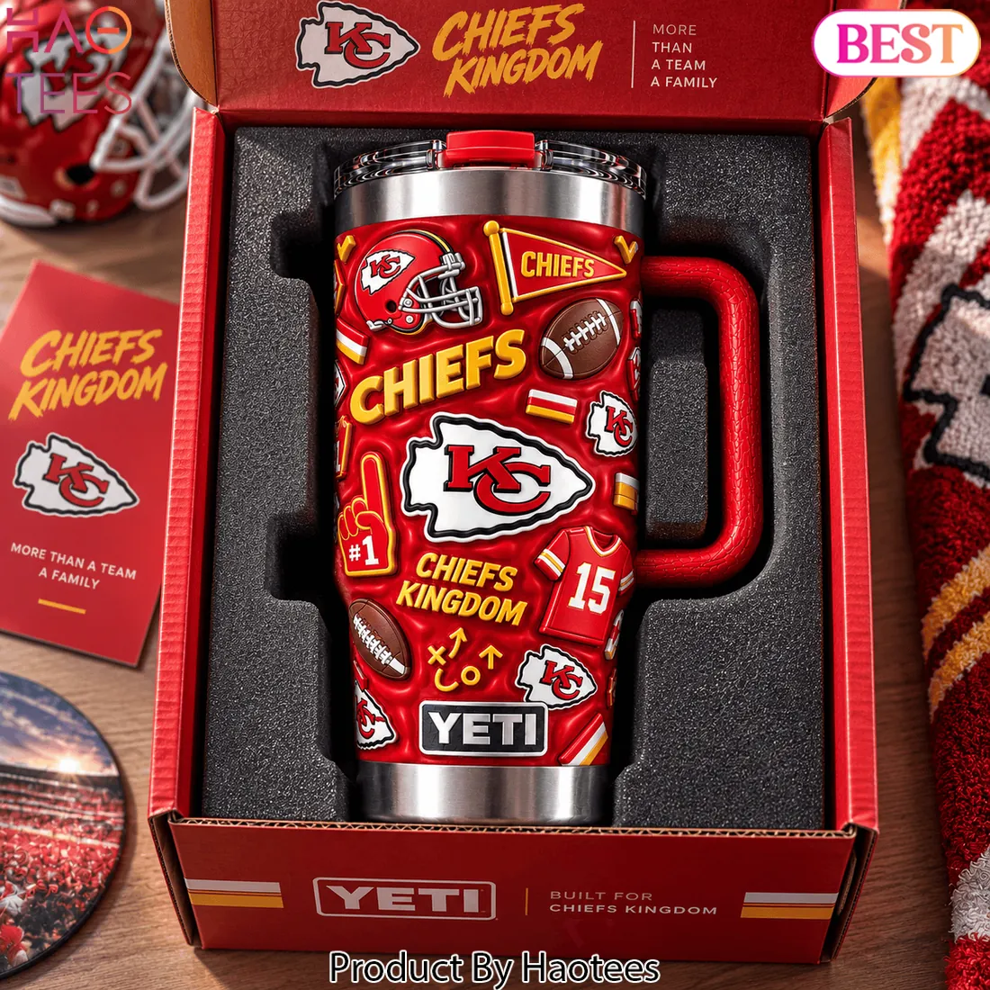 Kansas City Chiefs 3D Embossed Premium Red 40oz Handle Tumbler Kansas City Chiefs 3D Embossed Premium Red 40oz Handle Tumbler