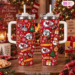 Kansas City Chiefs Christmas Holiday Festive Stainless Steel Tumbler