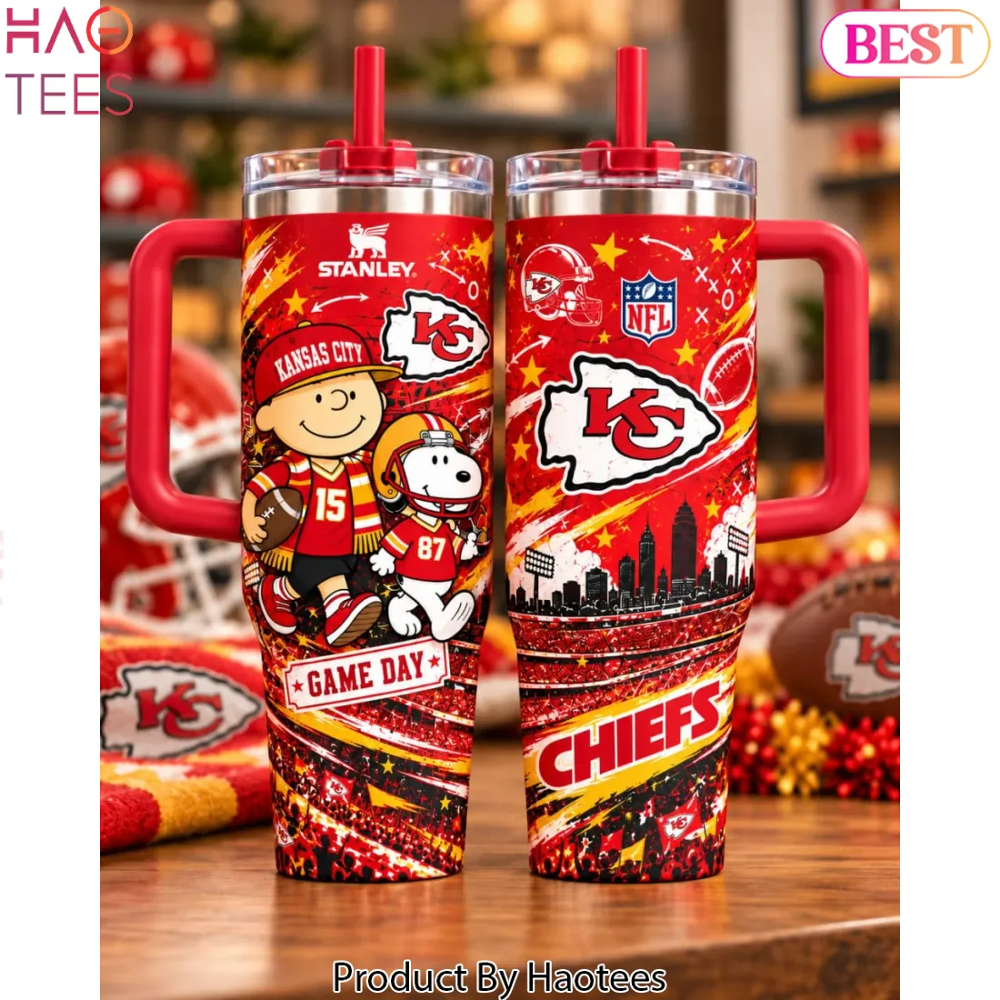 Kansas City Chiefs Game Day Snoopy and Charlie Brown Insulated 40oz Tumbler Kansas City Chiefs Game Day Snoopy and Charlie Brown Insulated 40oz Tumbler