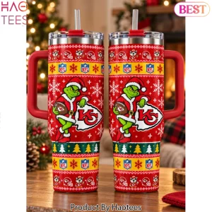 Kansas City Chiefs Grinch Christmas Ugly Sweater 40 oz Stainless Steel Tumbler