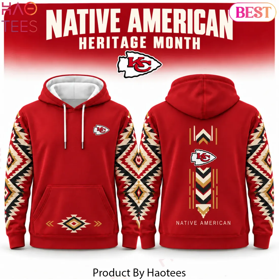 Kansas City Chiefs Native American Heritage Month AOP Red Hoodie Kansas City Chiefs Native American Heritage Month AOP Red Hoodie