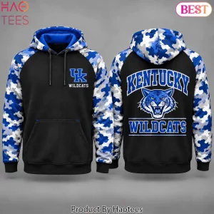 Kentucky Wildcats NCAA Blue Camo Sleeve Graphic Pullover Hoodie