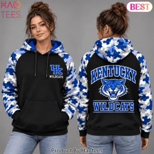 Kentucky Wildcats NCAA Blue Camo Sleeve Graphic Pullover Hoodie