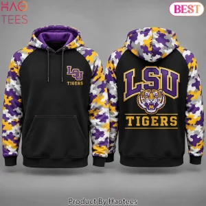 LSU Tigers NCAA Camouflage Sleeve Premium Pullover Hoodie