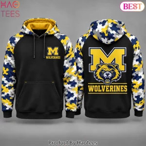 Michigan Wolverines NCAA Camo Sleeve Premium Pullover Hoodie