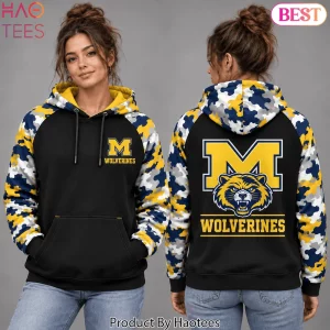 Michigan Wolverines NCAA Camo Sleeve Premium Pullover Hoodie