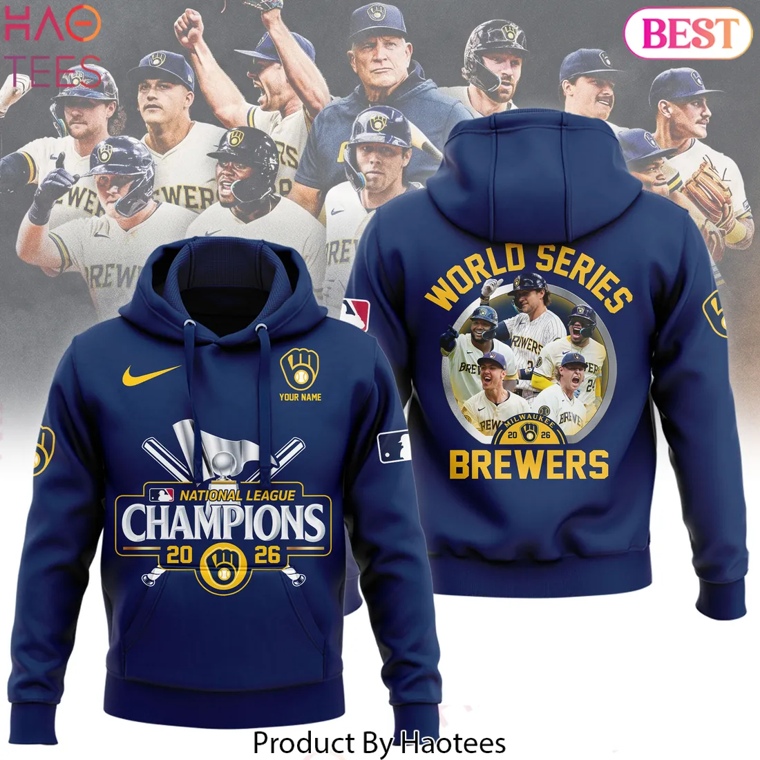 Milwaukee Brewers World Series 2026 NL Champions Personalized Name Hoodie Milwaukee Brewers World Series 2026 NL Champions Personalized Name Hoodie