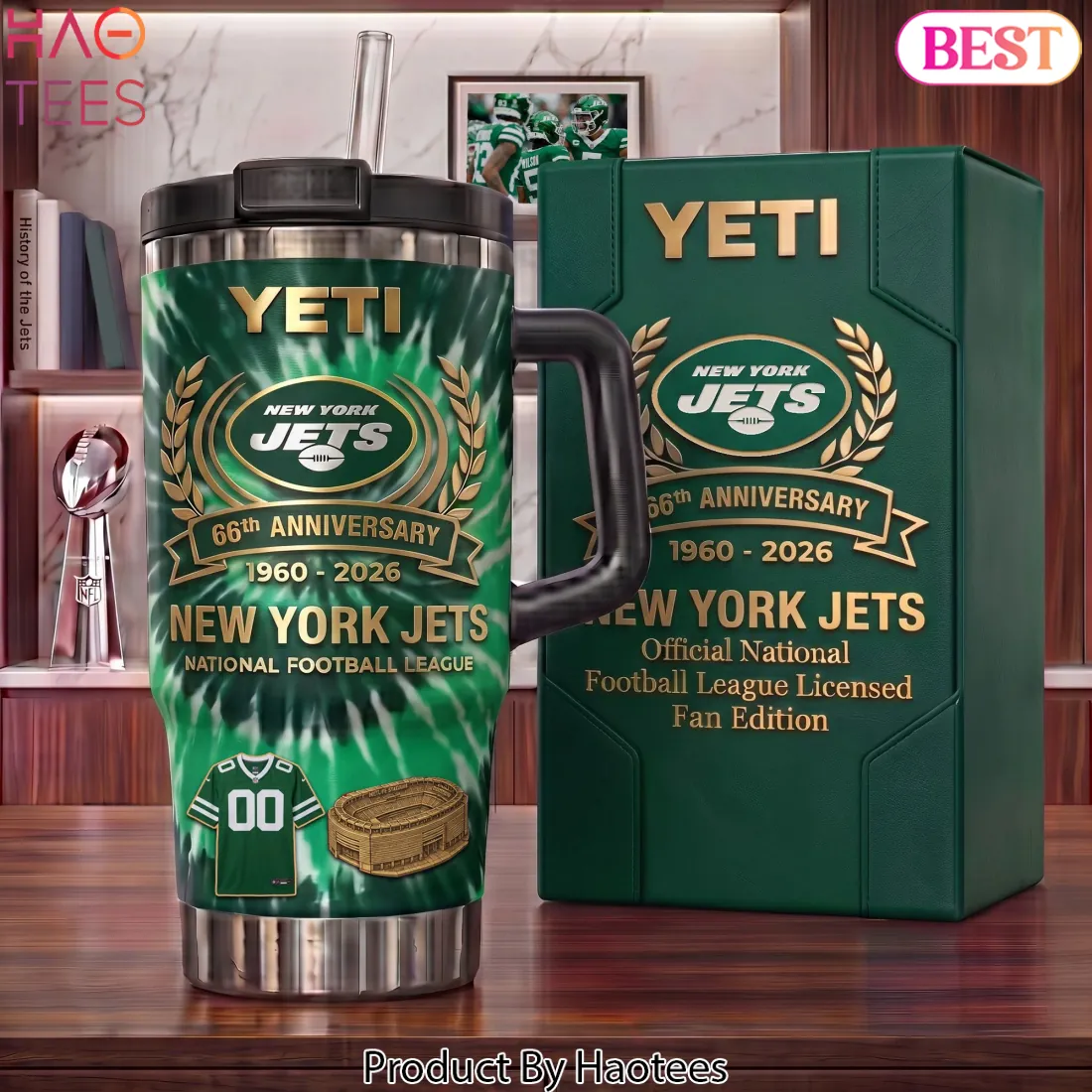 New York Jets 66th Anniversary 1960-2026 Commemorative Handle Tumbler New York Jets 66th Anniversary 1960-2026 Commemorative Handle Tumbler