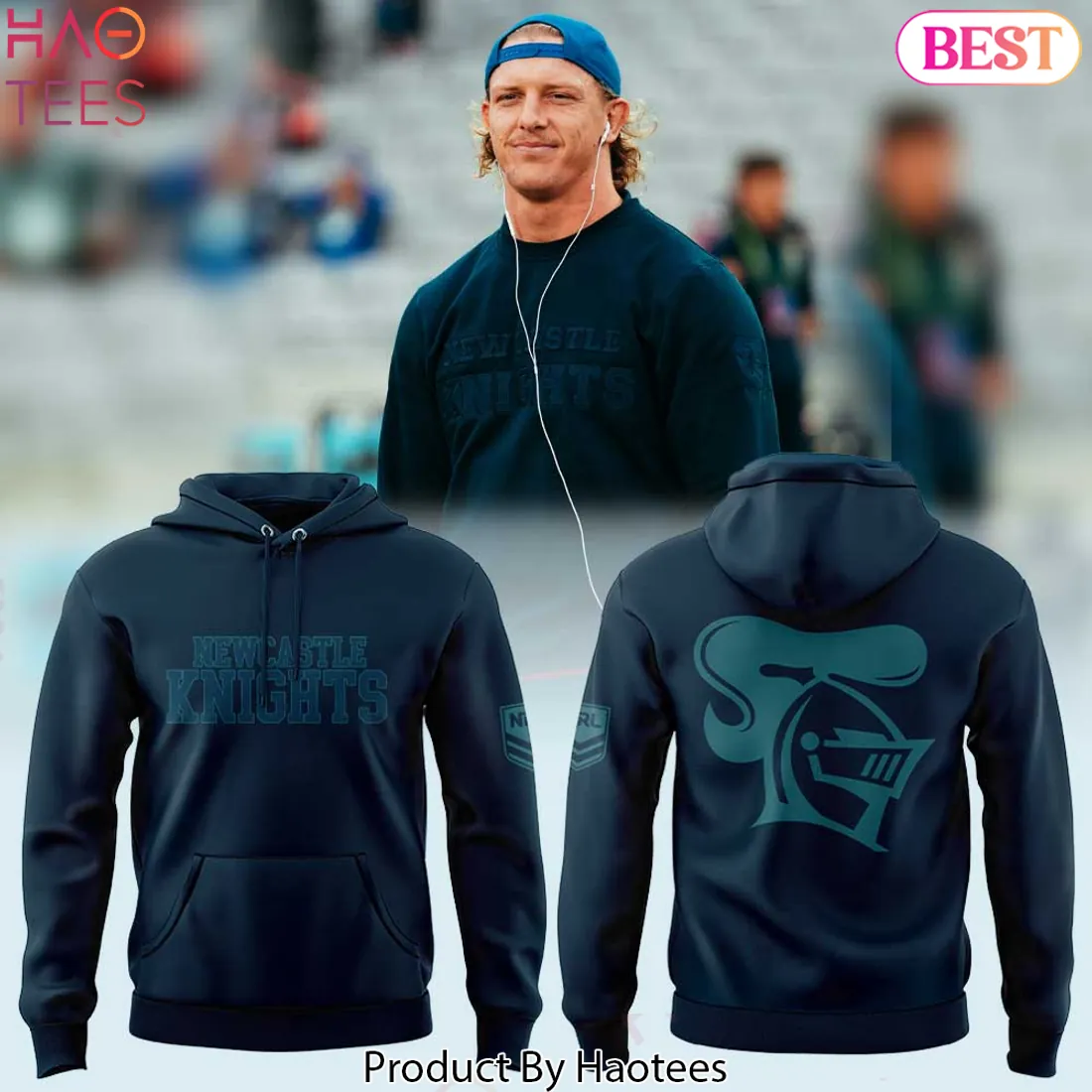 Newcastle Knights NRL Tonal Navy Blue Pullover Hoodie Newcastle Knights NRL Tonal Navy Blue Pullover Hoodie
