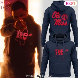 Ole Miss Rebels Sip Made Navy Blue Graphic Pullover Hoodie
