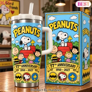 Peanuts Snoopy 77th Anniversary 1950-2027 Insulated Handle Tumbler
