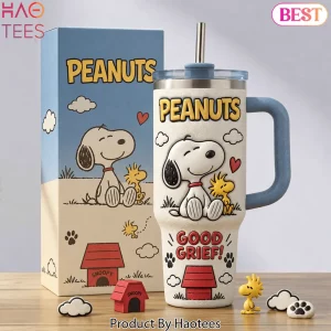 Peanuts Snoopy Good Grief 3D Embossed Stainless Steel Handle Tumbler