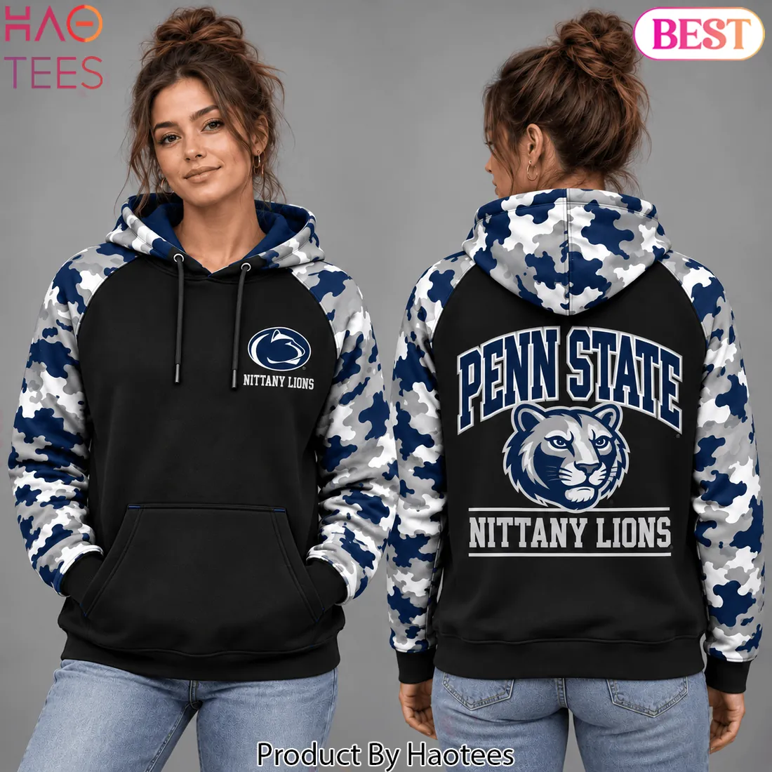 Penn State Nittany Lions NCAA Camouflage Raglan Pullover Hoodie Penn State Nittany Lions NCAA Camouflage Raglan Pullover Hoodie