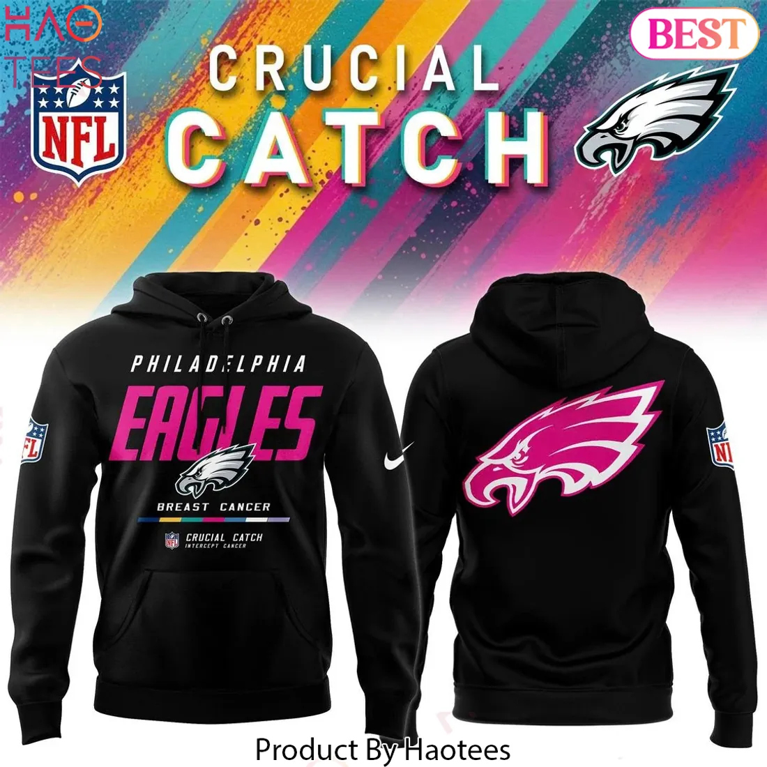 Philadelphia Eagles 2026 Crucial Catch Intercept Cancer Hoodie Philadelphia Eagles 2026 Crucial Catch Intercept Cancer Hoodie