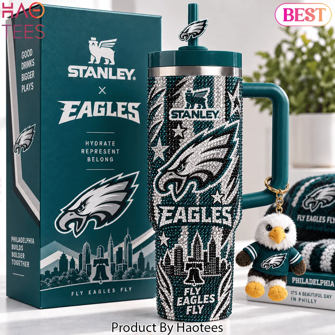 Philadelphia Eagles Fly Eagles Fly Bedazzled Rhinestone 40oz Tumbler Philadelphia Eagles Fly Eagles Fly Bedazzled Rhinestone 40oz Tumbler