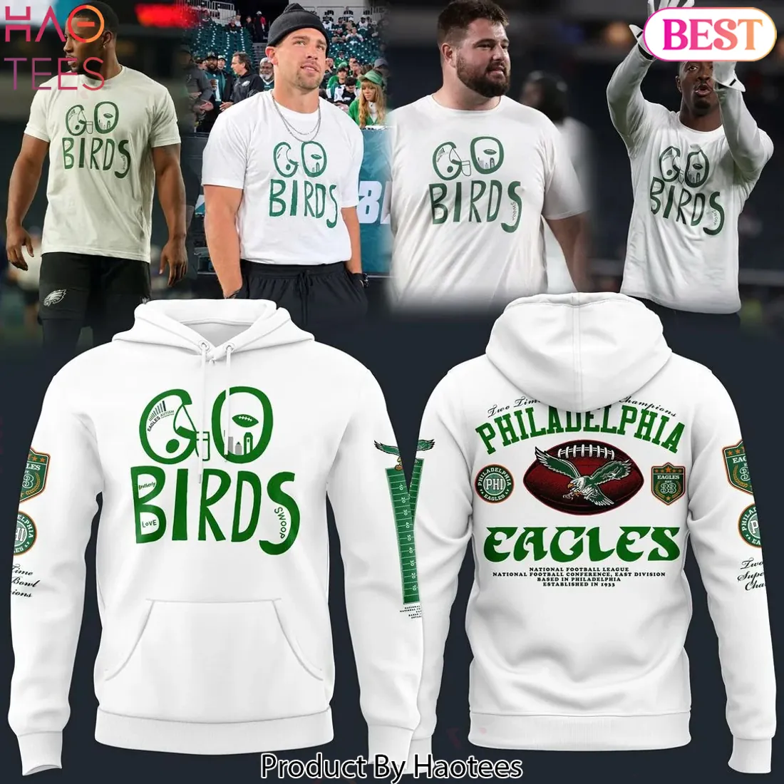 Philadelphia Eagles Go Birds Graphic Hoodie – White Philadelphia Eagles Go Birds Graphic Hoodie – White