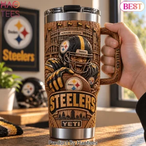 Pittsburgh Steelers Acrisure Stadium 3D Woodgrain Relief 40oz Tumbler