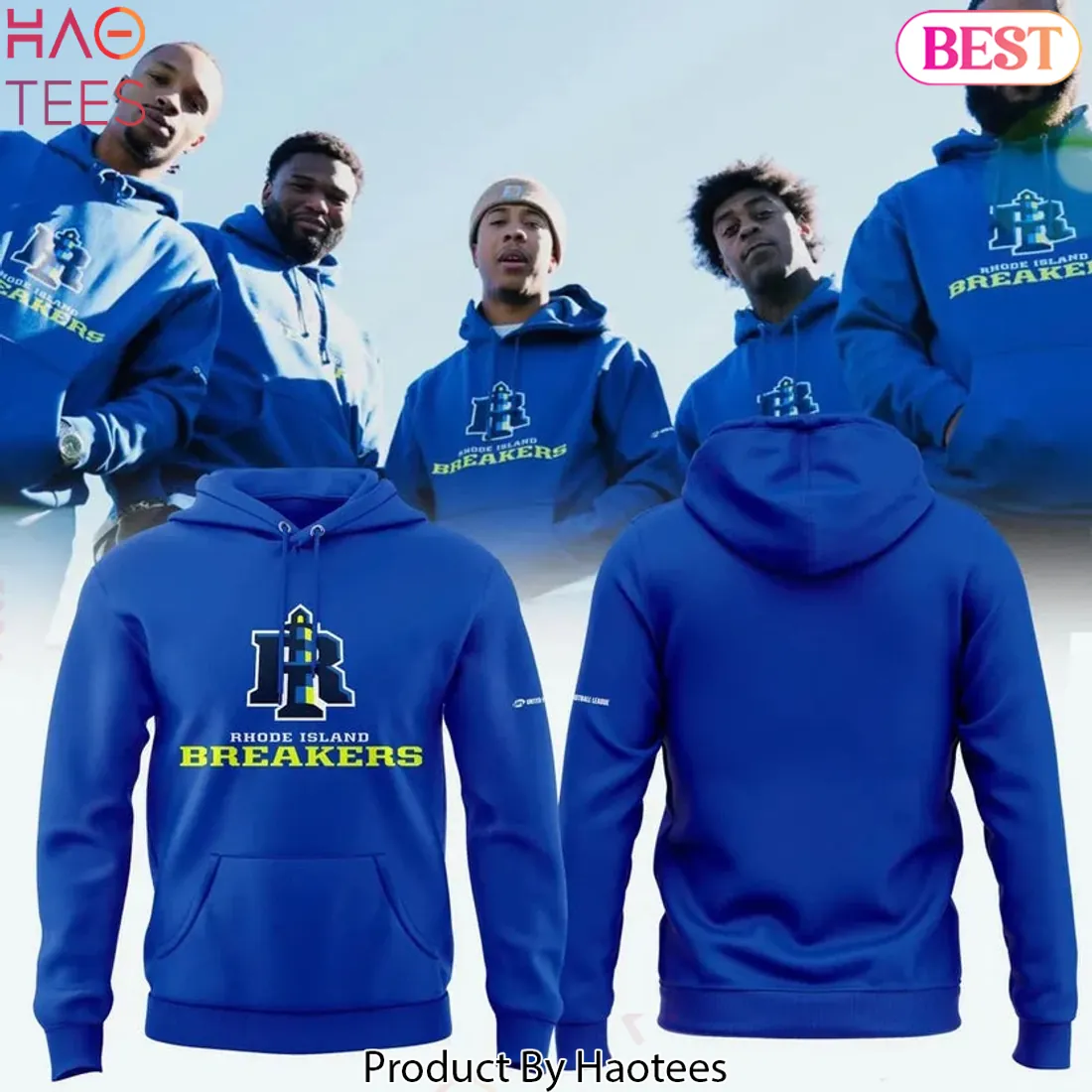 Rhode Island Breakers Official Primary Logo Royal Blue Pullover Hoodie Rhode Island Breakers Official Primary Logo Royal Blue Pullover Hoodie