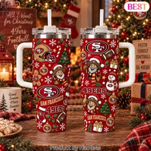 San Francisco 49ers Christmas Festive Pattern Travel Tumbler