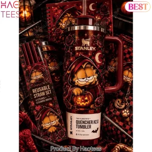 Spooky Garfield Vampire Hood Jack-O-Lantern Stanley Quencher 40oz Tumbler