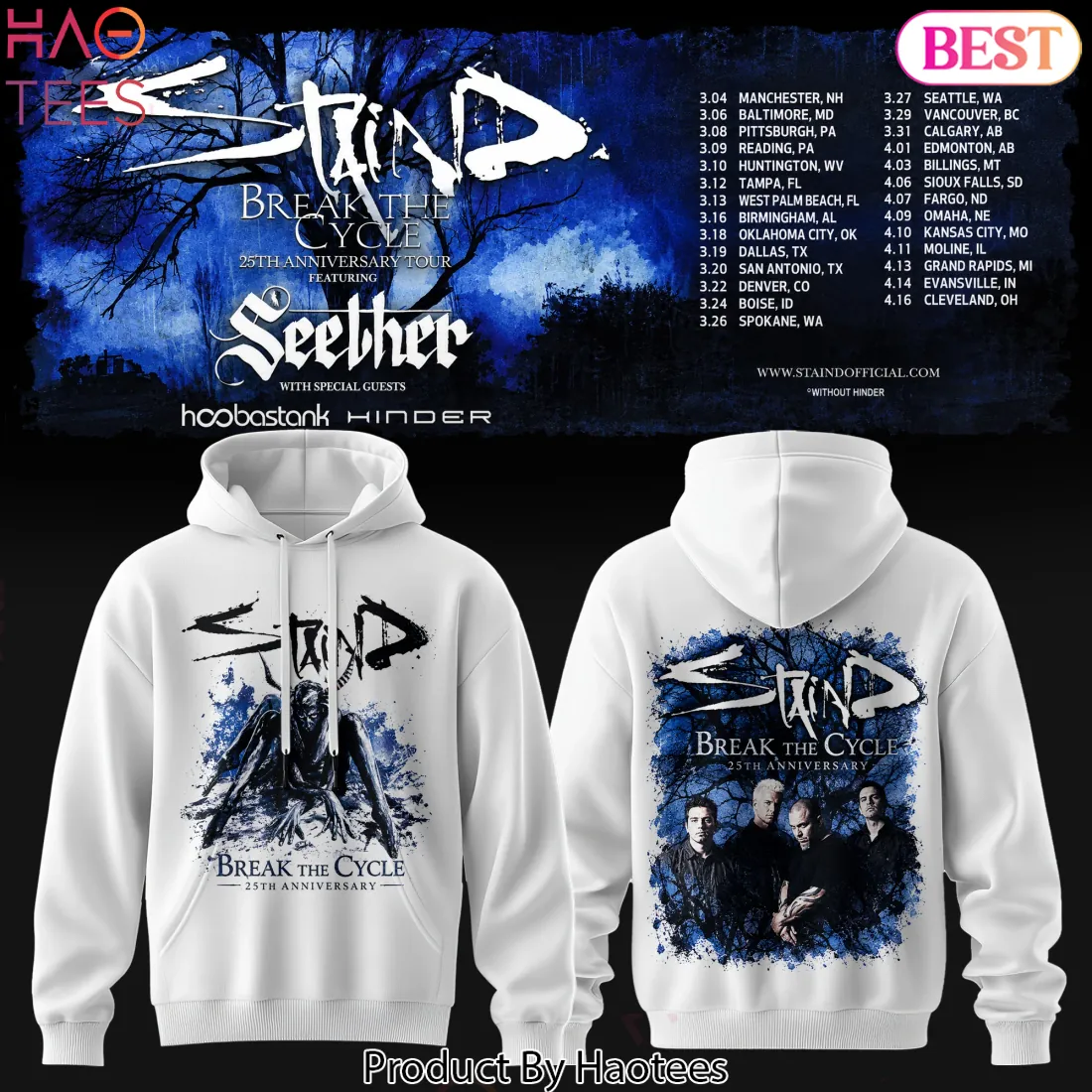 Staind Break The Cycle 25th Anniversary Tour Rock Band Graphic Hoodie Staind Break The Cycle 25th Anniversary Tour Rock Band Graphic Hoodie