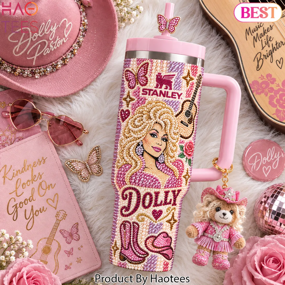 Dolly Parton Pink Rhinestone Pearl Bedazzled Country Music 40oz Tumbler Dolly Parton Pink Rhinestone Pearl Bedazzled Country Music 40oz Tumbler