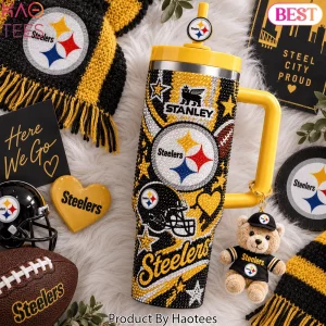 Steelers Bling Rhinestone Steel City Pride 40oz Tumbler with Handle