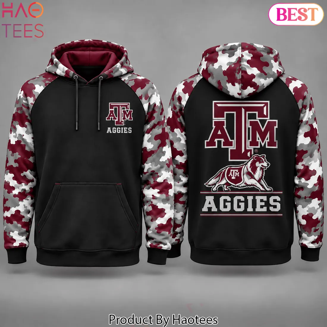 Texas A&M Aggies NCAA Reveille Mascot Maroon Camouflage Pullover Hoodie Texas A&M Aggies NCAA Reveille Mascot Maroon Camouflage Pullover Hoodie