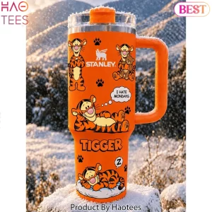 Tigger I Hate Mondays Cute Orange Insulated 40oz Tumbler with Handle