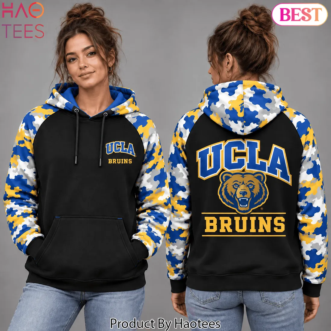 UCLA Bruins NCAA Camouflage Sleeve Pullover Hoodie UCLA Bruins NCAA Camouflage Sleeve Pullover Hoodie
