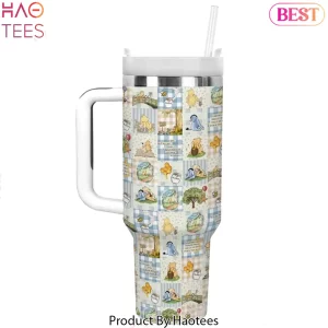 Winnie The Pooh And Friends Storybook Patchwork 40 oz Tumbler with Handle