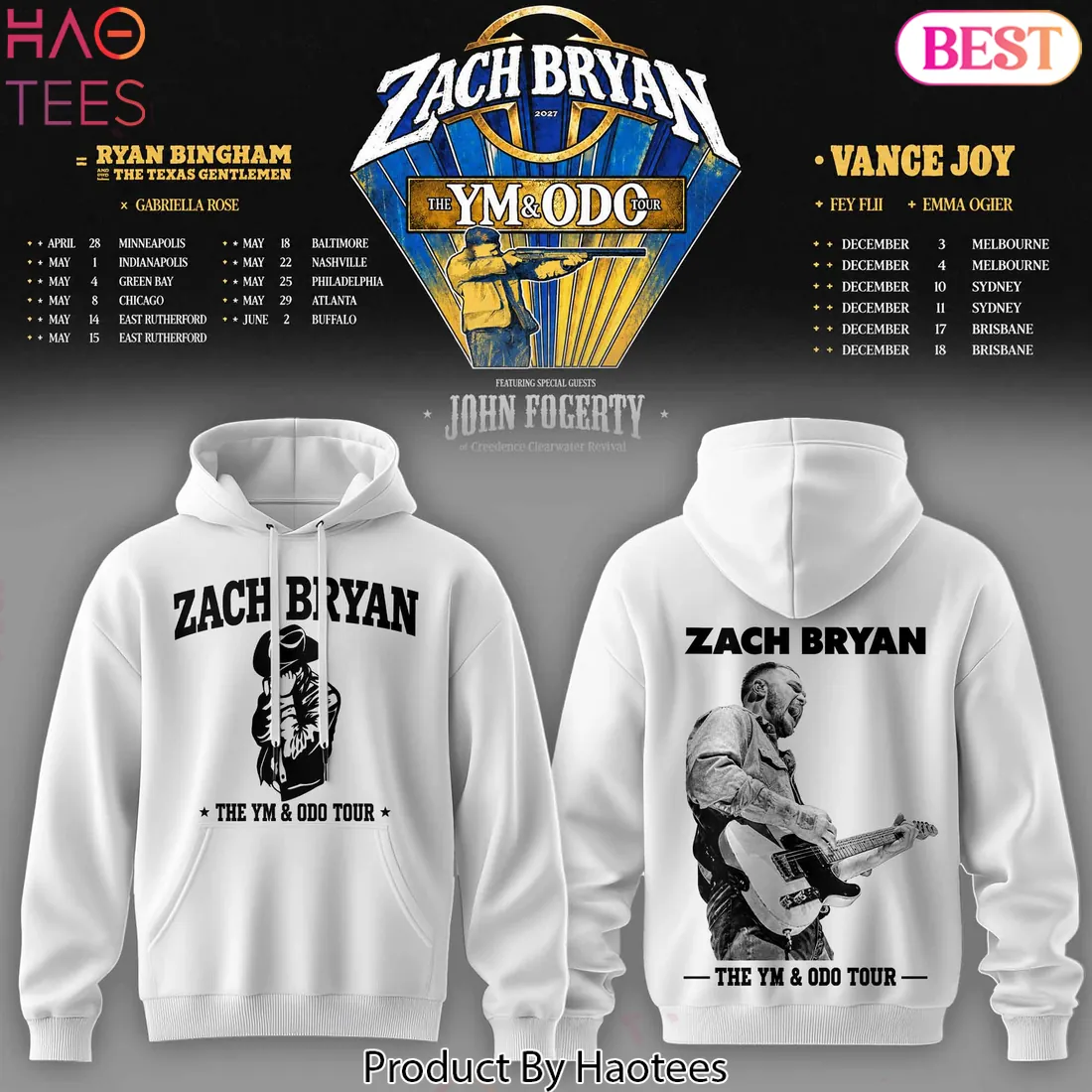 Zach Bryan The 2027 Tour Hoodie – White Zach Bryan The 2027 Tour Hoodie – White
